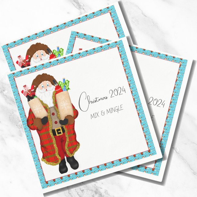 Serviette En Papier Santa Apporte Les Boissons De Noël  (Créateur téléchargé)