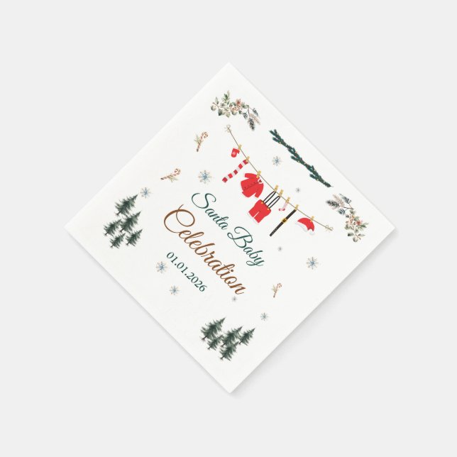 Serviette En Papier Santa Baby Christmas Themed Baby Shower (Coin)