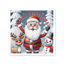 Santa, Bonhomme de neige et Ralph le renne de Noël