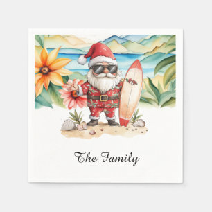 Serviette En Papier SANTA CLAUS à Hawaii Beach pour Noël
