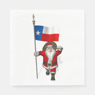 Serviette En Papier Santa Claus Avec Drapeau Du Texas