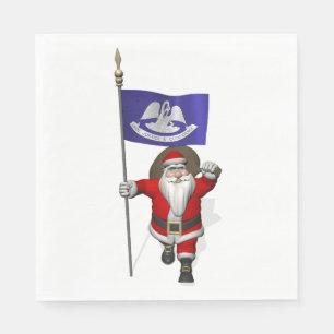 Serviette En Papier Santa Claus Avec Drapeau Louisiane
