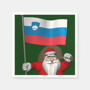 Serviette En Papier Santa Claus Avec L'Enseigne Slovénie