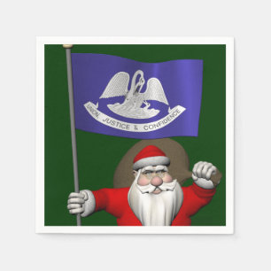 Serviette En Papier Santa Claus Avec L'Ensigne De Louisiane