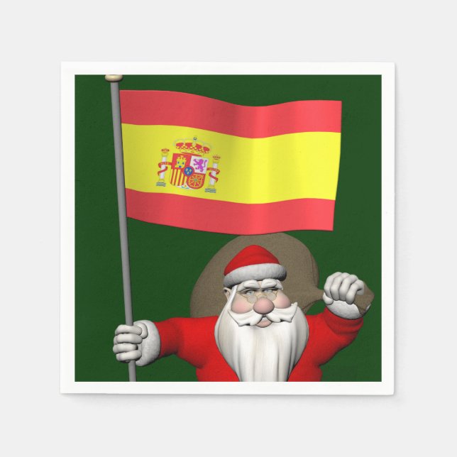 Serviette En Papier Santa Claus Avec L'Ensigne D'Espagne (Devant)