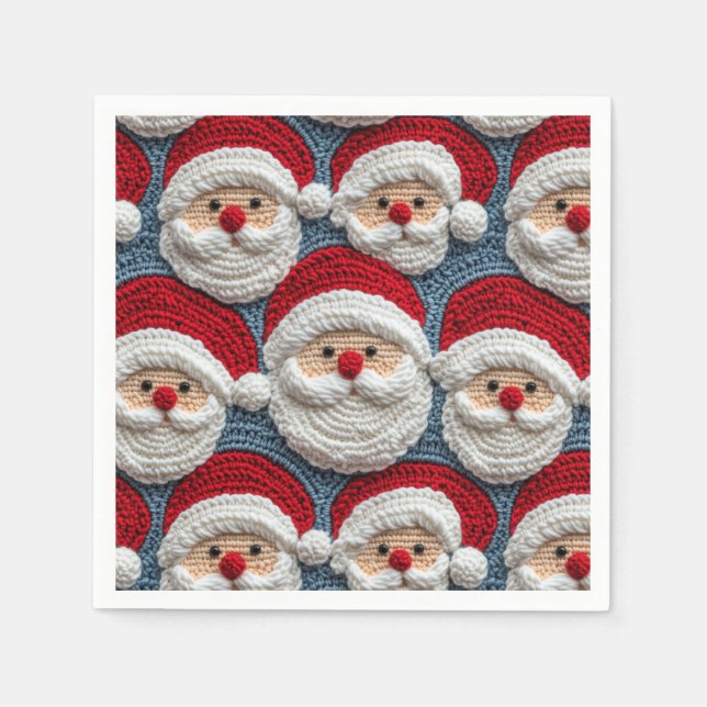 Serviette En Papier Santa Claus crochet motif (Devant)