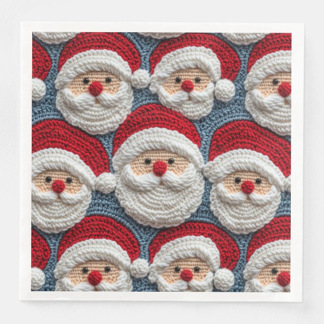Serviette En Papier Santa Claus crochet motif (Devant)