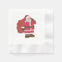 Santa Claus en rouge avec sac cadeau et lunettes