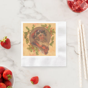Serviette En Papier Santa Claus Noël Portrait Vintage