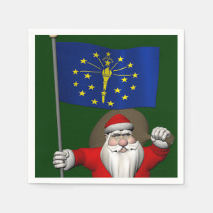 Serviette En Papier Santa Claus With Ensign Of Indiana
