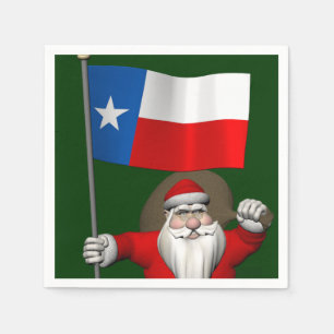 Serviette En Papier Santa Claus with Ensign Of Texas