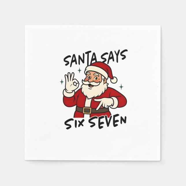 Serviette En Papier Santa dit Six Sept 6 7 Drôle de Noël Brainrot (Devant)