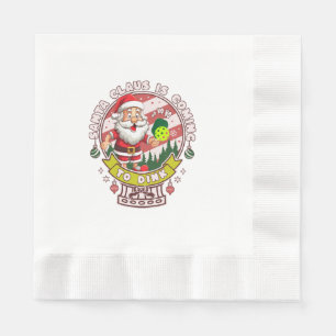 Serviette En Papier Santa Pickleball Noël, Drôle de Père Noël