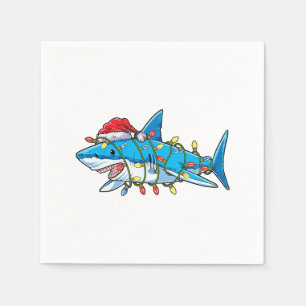 Serviette En Papier Santa Shark Christmas Lights Sharkma Tree Xmas Bo