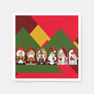 Serviette En Papier Santas colorées serviettes de Noël géométriques