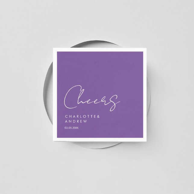 Serviette En Papier Santé! Élégante, minimale, écriture manuscrite (Cheers! Customer specific elegant, minimal, handwriting wedding napkins.)