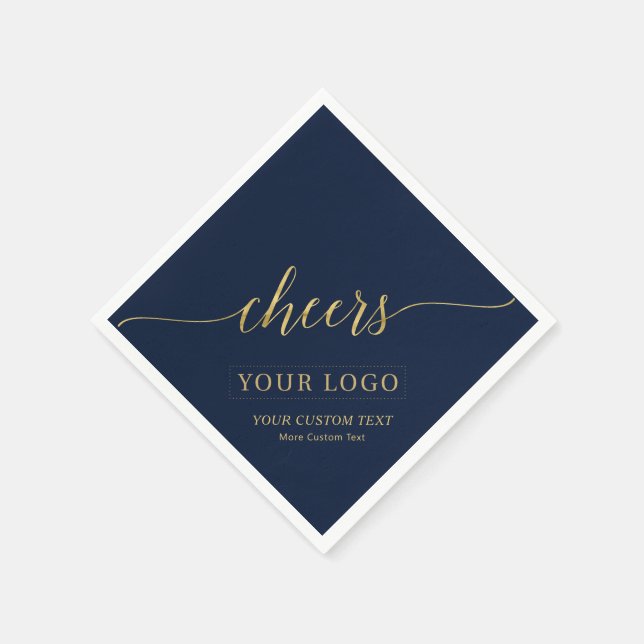 Serviette En Papier Santé | Gold & Navy Logo d'entreprise Texte person (Coin)