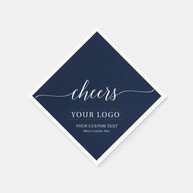 Serviette En Papier Santé | Simple Navy Blue Business Logo Personnalis (Coin)