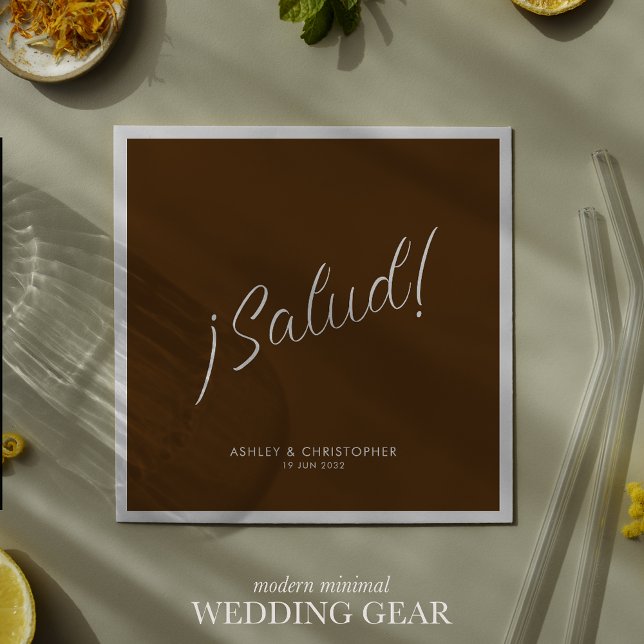 Serviette En Papier ¡Santé ! Walnut Brown Minimal Cocktail pour toutes (Créateur téléchargé)