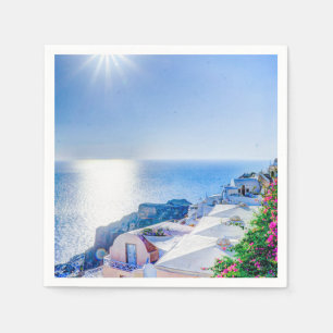 Serviette En Papier Santorini Grèce