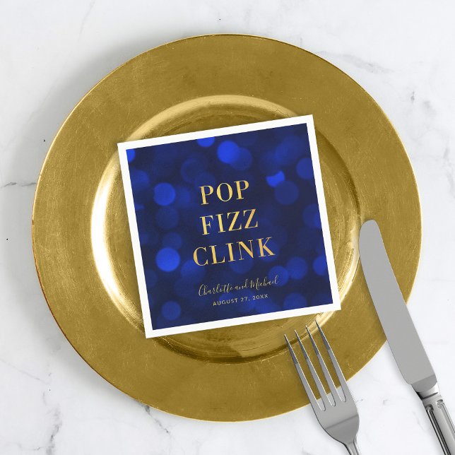 Serviette En Papier Saphir Bleu Faux Or Pop Fizz Clink (Créateur téléchargé)