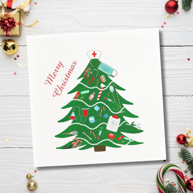 Serviette En Papier Sapin de Noël infirmière joyeux (Créateur téléchargé)