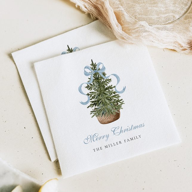 Serviette En Papier Sapin de Noël Ruban Préparé Bleu Noël (Créateur téléchargé)