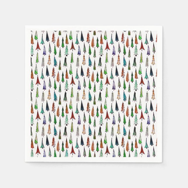 Serviette En Papier sapins de Noël  (Devant)