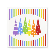 Sapins de Noël à rayures arc-en-ciel Fêtes Serviet