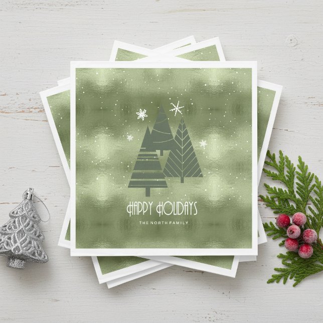 Serviette En Papier Sapins de Noël et Flocons Vert ID863 (Créateur téléchargé)