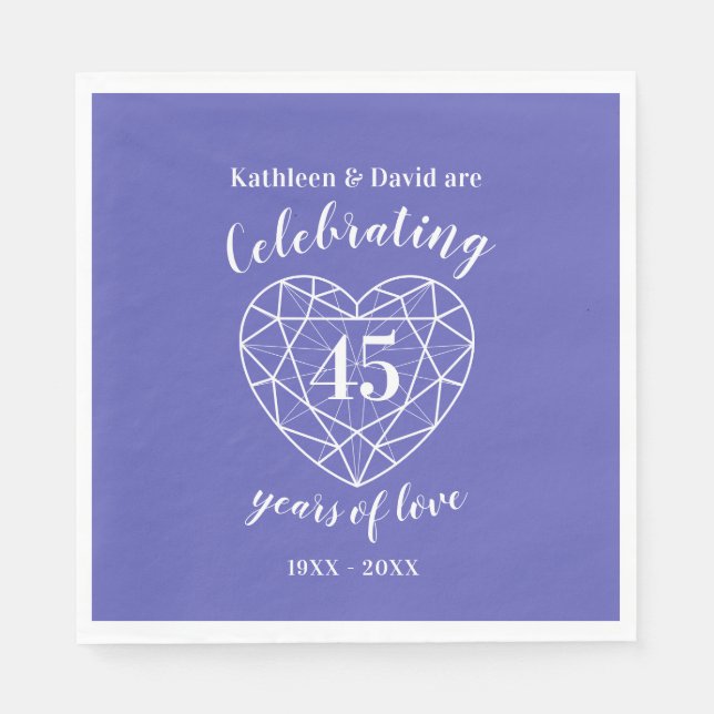 Serviette En Papier Sapphire anniversaire 45 ans d'amour serviettes (Devant)