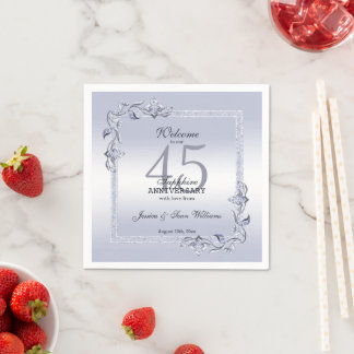 Serviette En Papier Sapphire Gem & Parties scintillant 45e anniversair