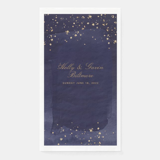 Serviette En Papier Sapphire & Gold Mariage Diner Napkins (Devant)