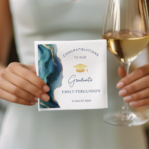 Serviette En Papier Sappire Bleu Élégant Félicitations au Lauréat