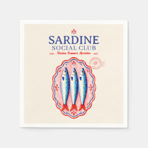 Serviette En Papier Sardine Social Club Fête d'été Italienne