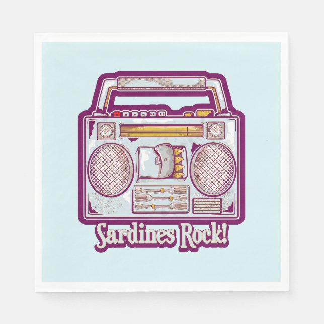 Serviette En Papier Sardines amusantes en chaîne stéréo (Devant)