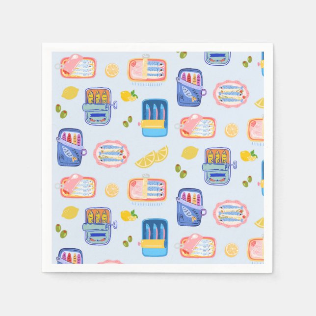 Serviette En Papier Sardines and Lemons (Devant)