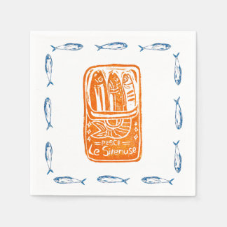 Serviette En Papier Sardines Lino Design Cocktail Party Serviettes ens