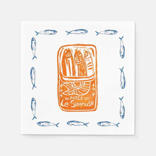 Serviette En Papier Sardines Lino Design Cocktail Party Serviettes ens (Devant)