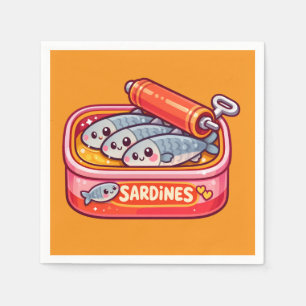 Serviette En Papier Sardines Mignonnes Dessin Animé Poisson