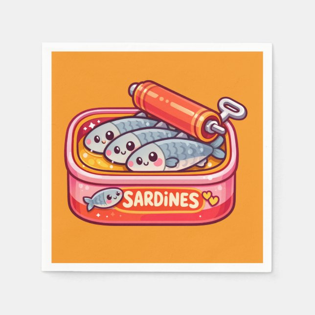 Serviette En Papier Sardines Mignonnes Dessin Animé Poisson (Devant)