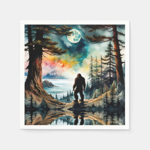 Serviette En Papier Sasquatch debout sous le clair de lune