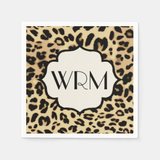 Serviette En Papier Sassy Empreinte de léopard Monogrammed