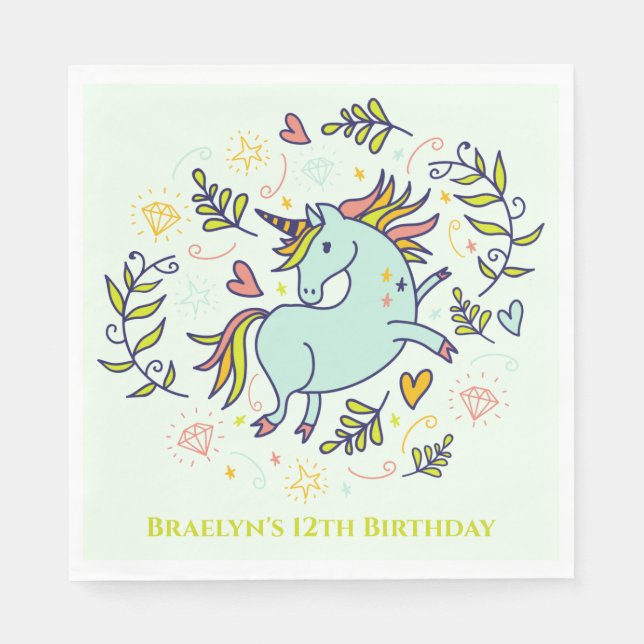 Serviette En Papier Sassy Unicorn Magique Anniversaire (Devant)