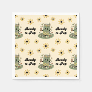 Serviette En Papier Sauge Moderne Groovy Daisy Vert Elle est Prête à é