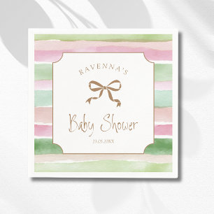 Serviette En Papier Sauge Vintage Fête de Naissance Fille Rose Pêche R