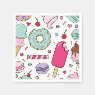 Serviette En Papier Saupoudrer de crème glacée et de gâteaux Anniversa
