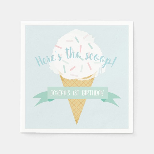 Serviette En Papier Saupoudrer la crème glacée Voici l'anniversaire de (Devant)