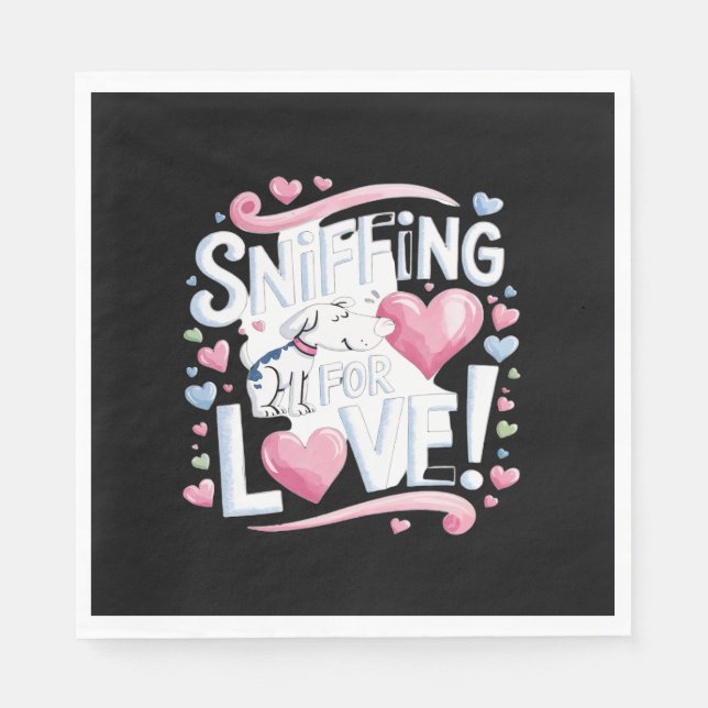 Serviette En Papier Saupoudrer pour l'amour ! Chien (Devant)