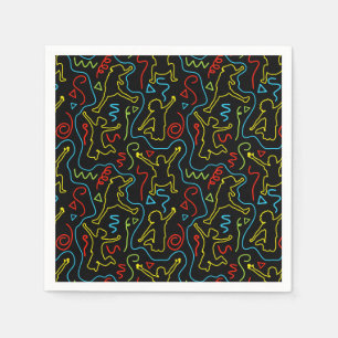 Serviette En Papier Saut de plaisir pour enfants, contour néon noir po